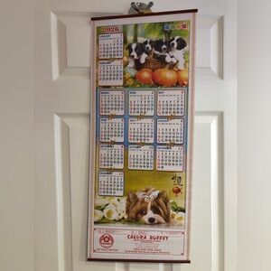 Chinese 2026 Cane & Wooden Wallscroll Calendar